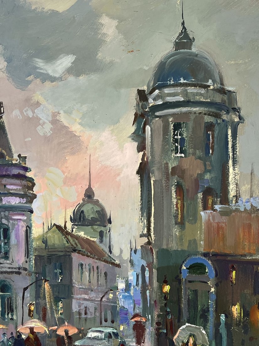 Oil painting Evening City During Rain Yuriy Suprunchuk - 5