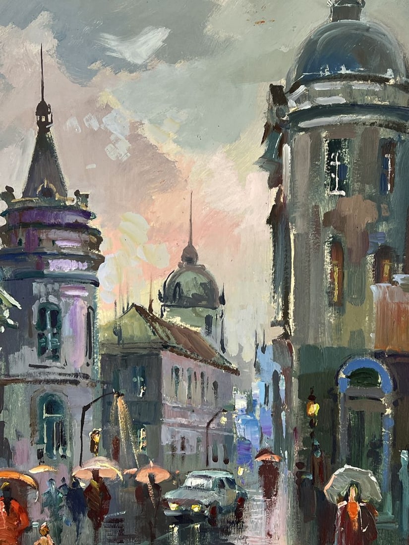 Oil painting Evening City During Rain Yuriy Suprunchuk - 7