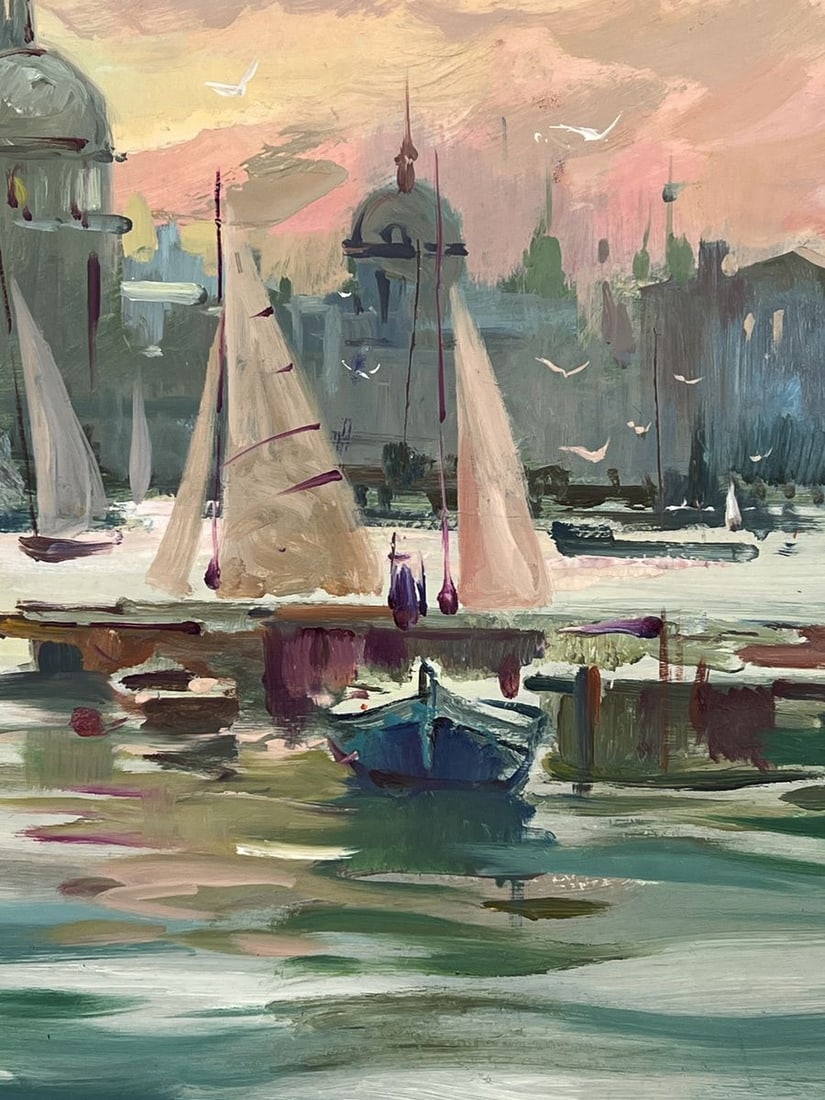 Oil painting Sunset over the port city Yuriy Suprunchuk - 10