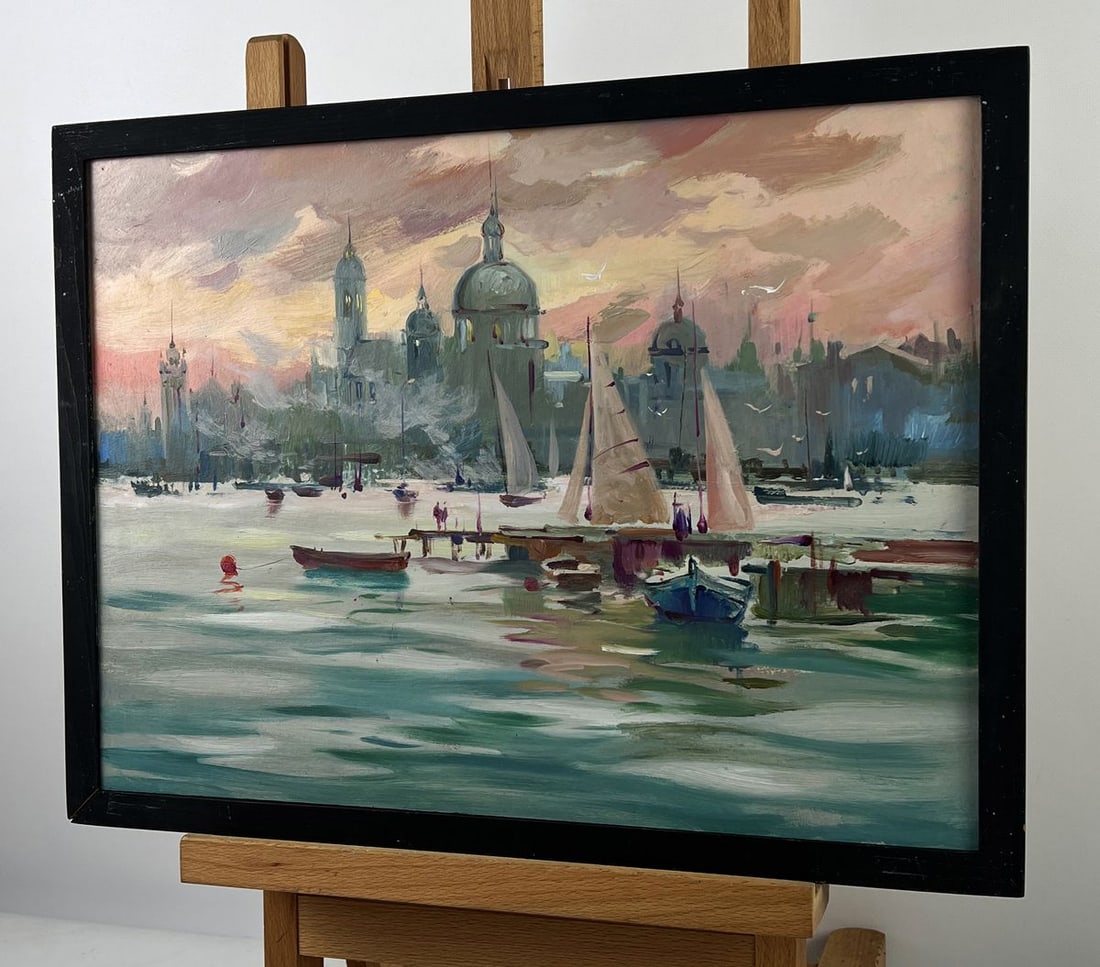 Oil painting Sunset over the port city Yuriy Suprunchuk - 2