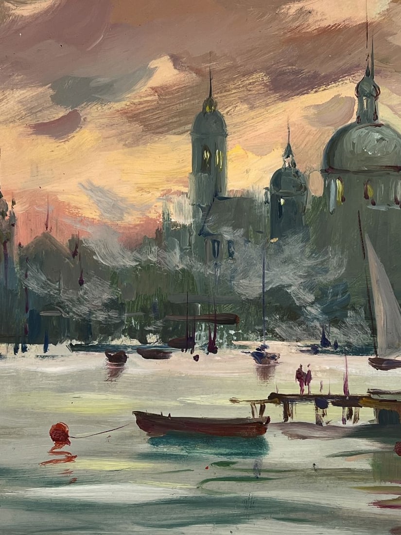 Oil painting Sunset over the port city Yuriy Suprunchuk - 4