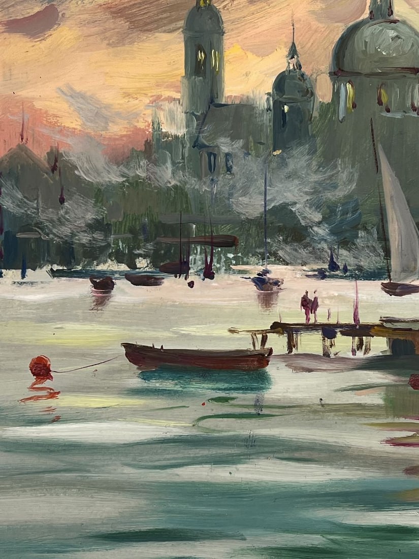 Oil painting Sunset over the port city Yuriy Suprunchuk - 5