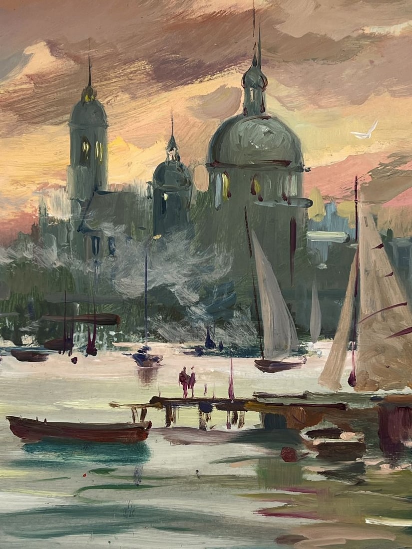 Oil painting Sunset over the port city Yuriy Suprunchuk - 6