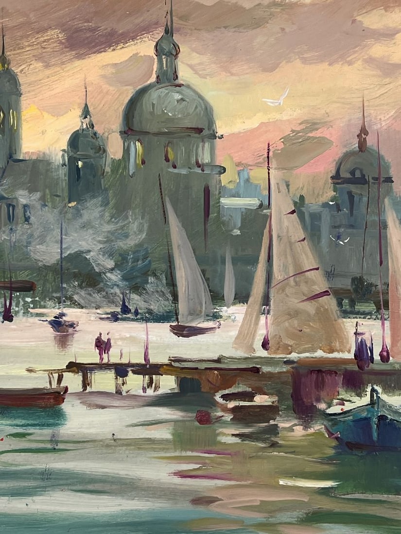 Oil painting Sunset over the port city Yuriy Suprunchuk - 8