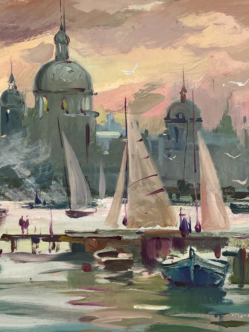 Oil painting Sunset over the port city Yuriy Suprunchuk - 9