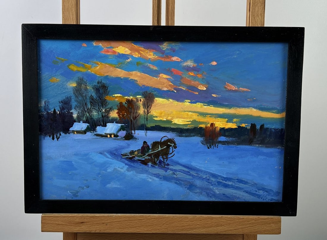 Oil painting Evening Winter Road to the Village Yuriy Suprunchuk: Title: Oil painting Evening Winter Road to the Village Yuriy Suprunchuk Description: No.AAA6544 *** ABOUT THIS PAINTING *** * TITLE: "Evening Winter Road to the Village" * ARTISTS: Yuriy Suprunchuk * 