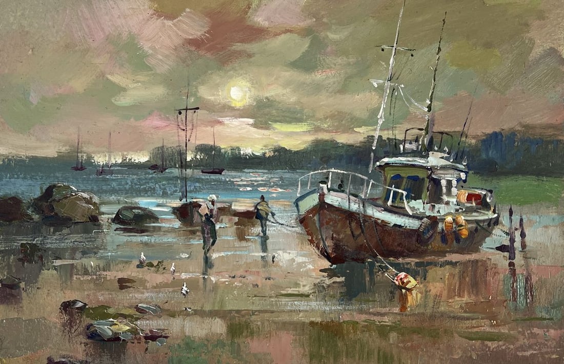 Oil painting The ship is moored to the shore Yuriy Suprunchuk - 3