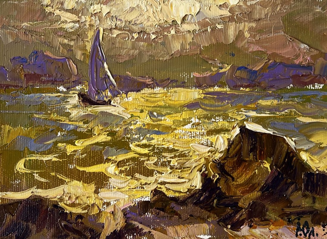 Oil painting Quiet Surface of Water at Sunset Oleksiy Ivanyuk - 3