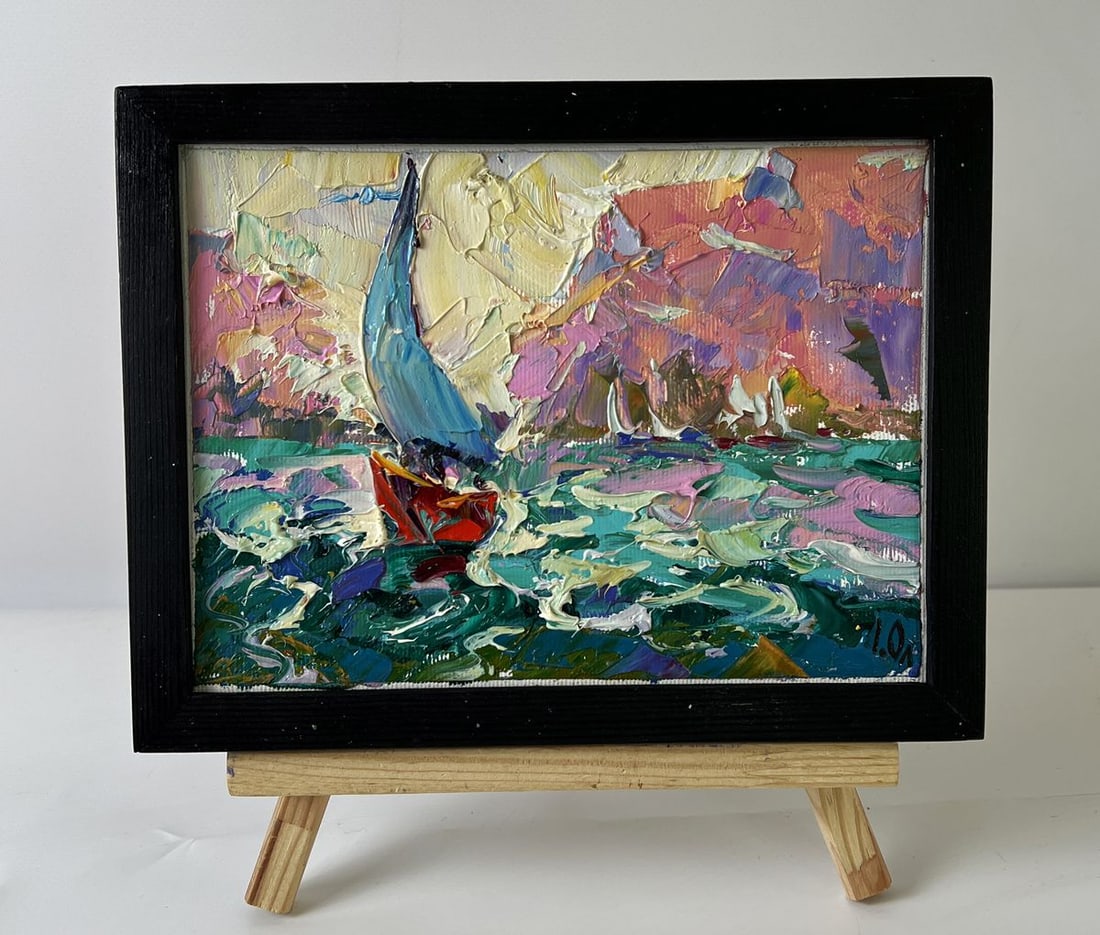 Oil painting Sailing on the Waves at Sea Oleksiy Ivanyuk (1 of 11)