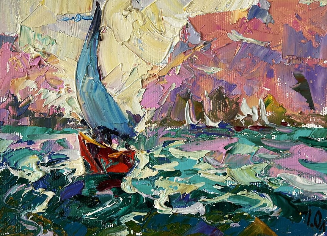 Oil painting Sailing on the Waves at Sea Oleksiy Ivanyuk - 3