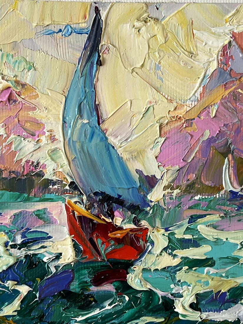 Oil painting Sailing on the Waves at Sea Oleksiy Ivanyuk - 4