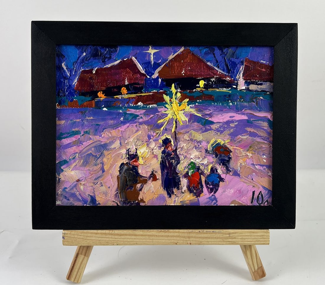 Oil painting Christmas Night in the Village Oleksiy Ivanyuk (1 of 11)