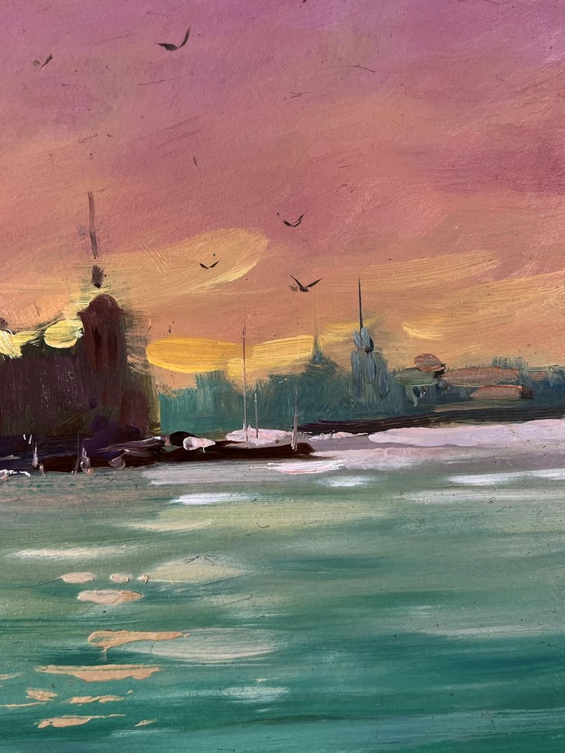 Oil painting Sunset on the Sea in Front of the City Yuriy Suprunchuk - 10