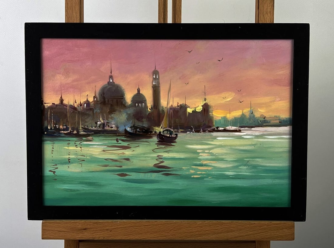Oil painting Sunset on the Sea in Front of the City Yuriy Suprunchuk (1 of 11)
