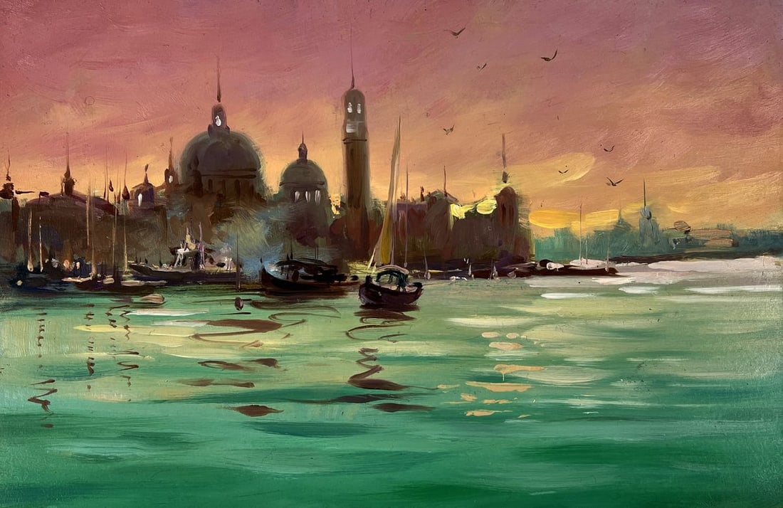 Oil painting Sunset on the Sea in Front of the City Yuriy Suprunchuk - 3