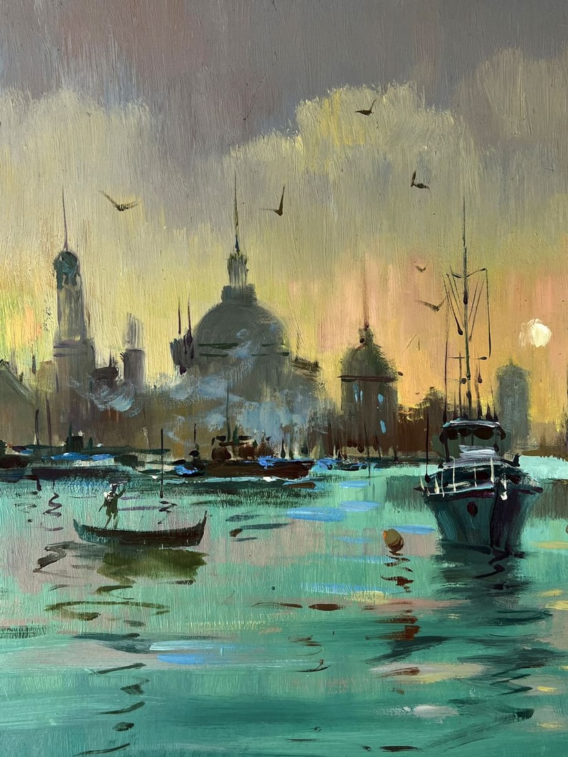 Oil painting Ships are sailing to the Venice pier Yuriy Suprunchuk - 4