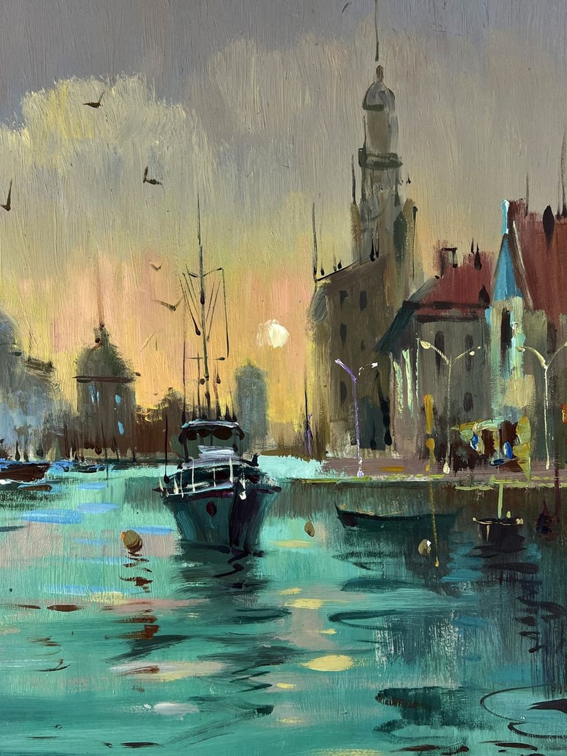 Oil painting Ships are sailing to the Venice pier Yuriy Suprunchuk - 6
