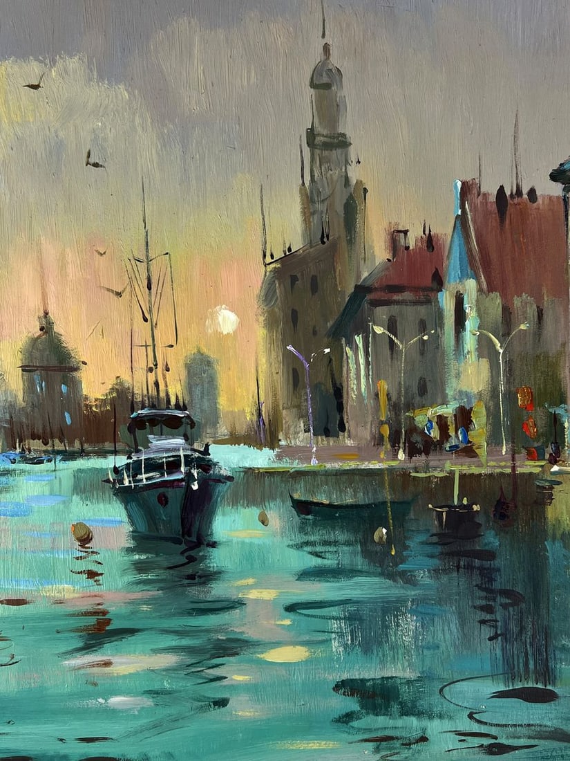 Oil painting Ships are sailing to the Venice pier Yuriy Suprunchuk - 7