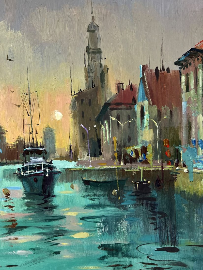 Oil painting Ships are sailing to the Venice pier Yuriy Suprunchuk - 8