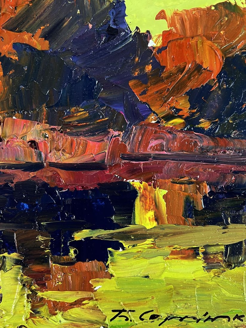 Oil painting The sunset is reflected in the river Boris Serdyuk - 10