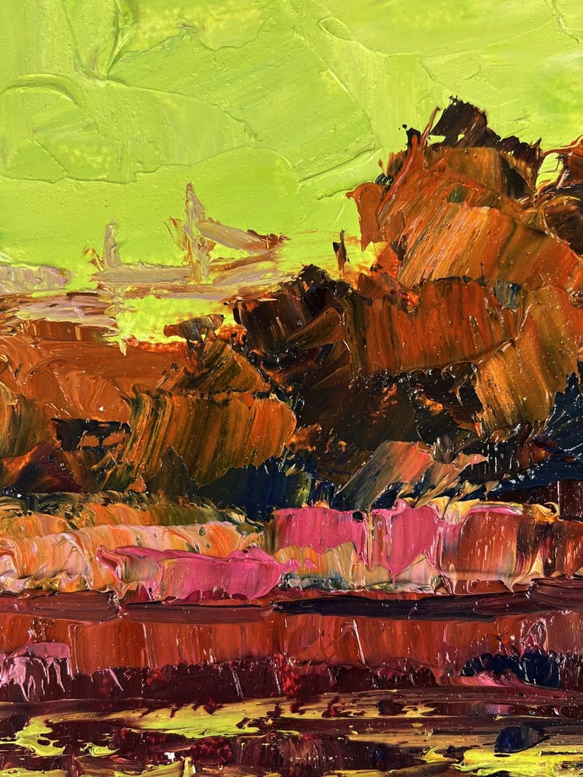 Oil painting The sunset is reflected in the river Boris Serdyuk - 4