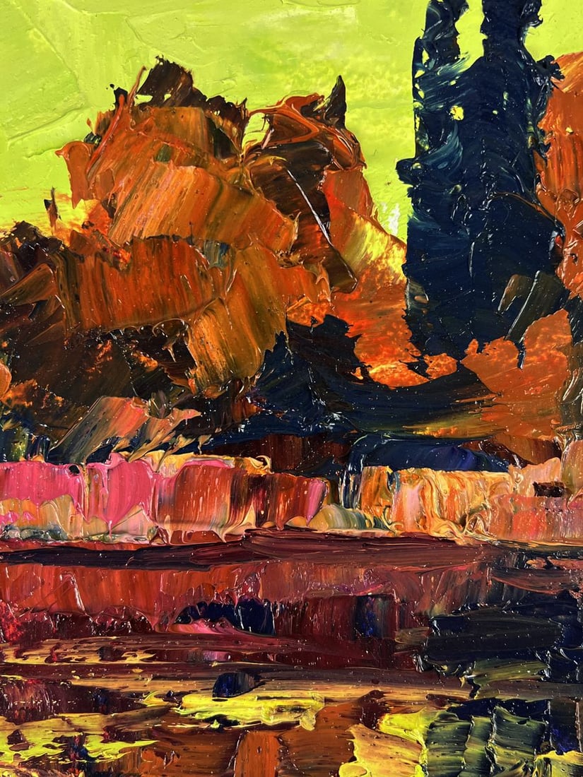 Oil painting The sunset is reflected in the river Boris Serdyuk - 6