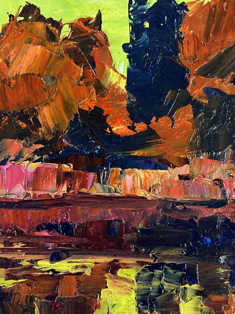 Oil painting The sunset is reflected in the river Boris Serdyuk - 7