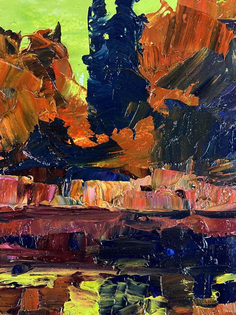 Oil painting The sunset is reflected in the river Boris Serdyuk - 8