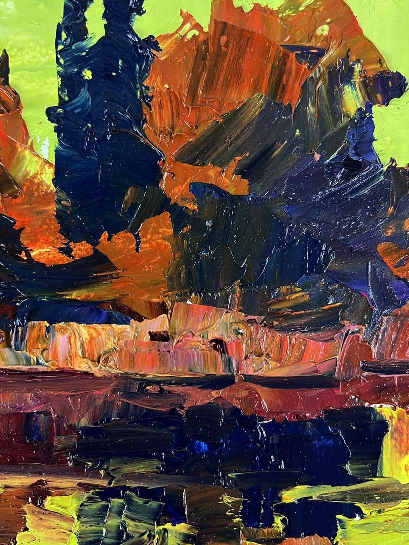 Oil painting The sunset is reflected in the river Boris Serdyuk - 9
