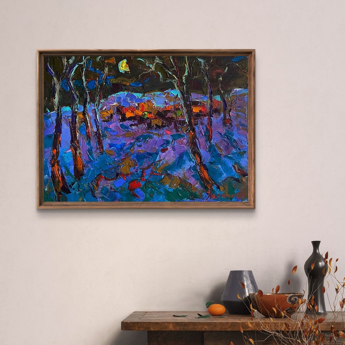 Oil painting Moonlit night in the field Oleksiy Ivanyuk - 3