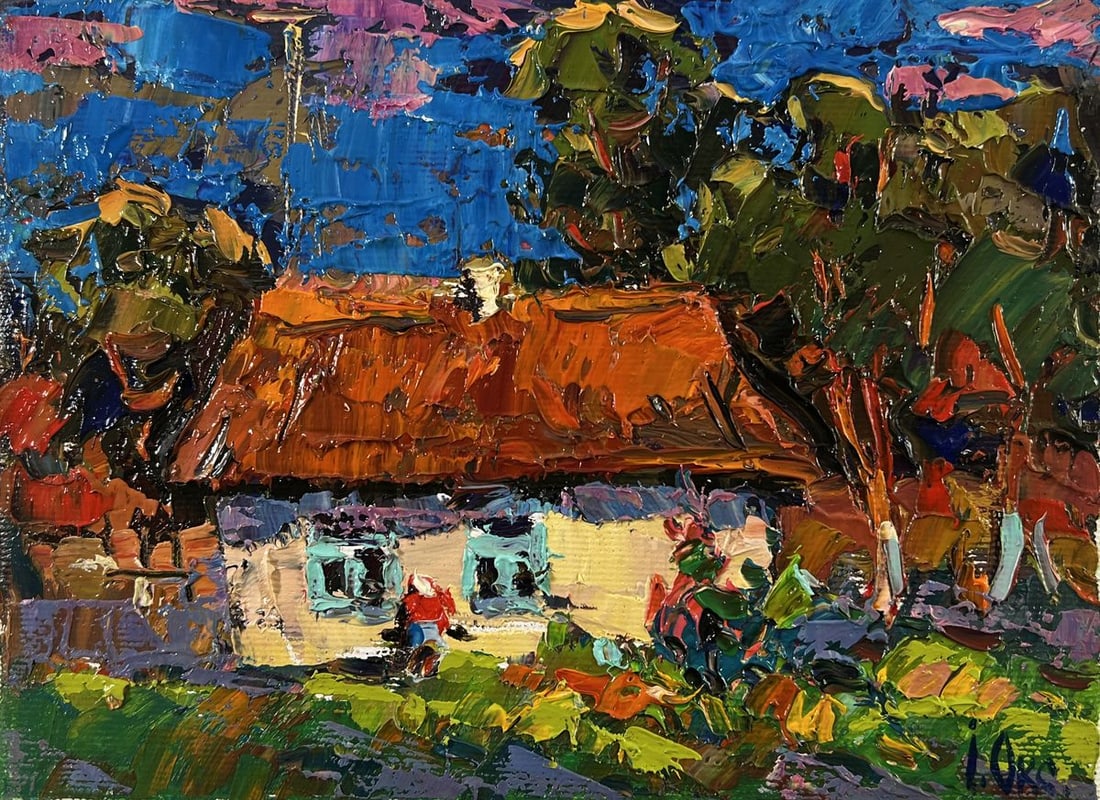 Oil painting Evening village courtyard Oksana Ivanyuk - 3