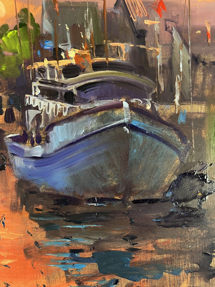Oil painting Ferry with a romantic sunset Yuriy Suprunchuk - 10