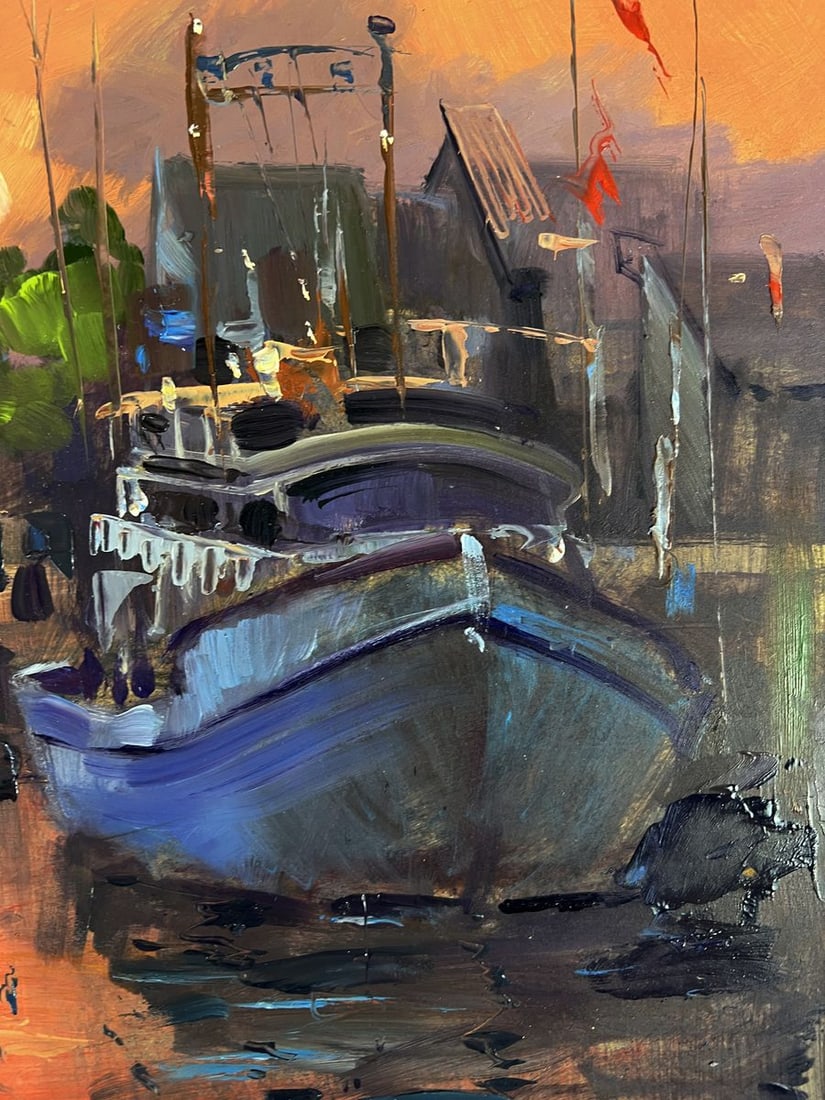 Oil painting Ferry with a romantic sunset Yuriy Suprunchuk - 9