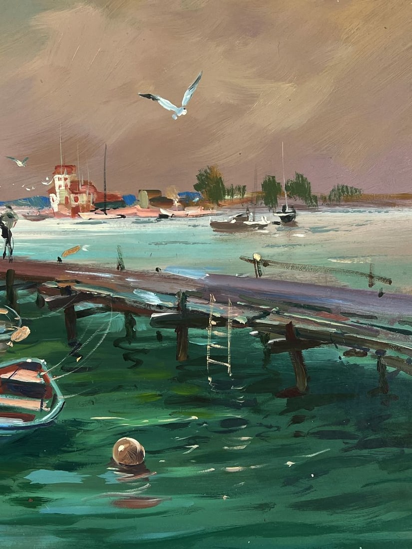 Oil painting Seagulls fly on the pier Yuriy Suprunchuk - 10