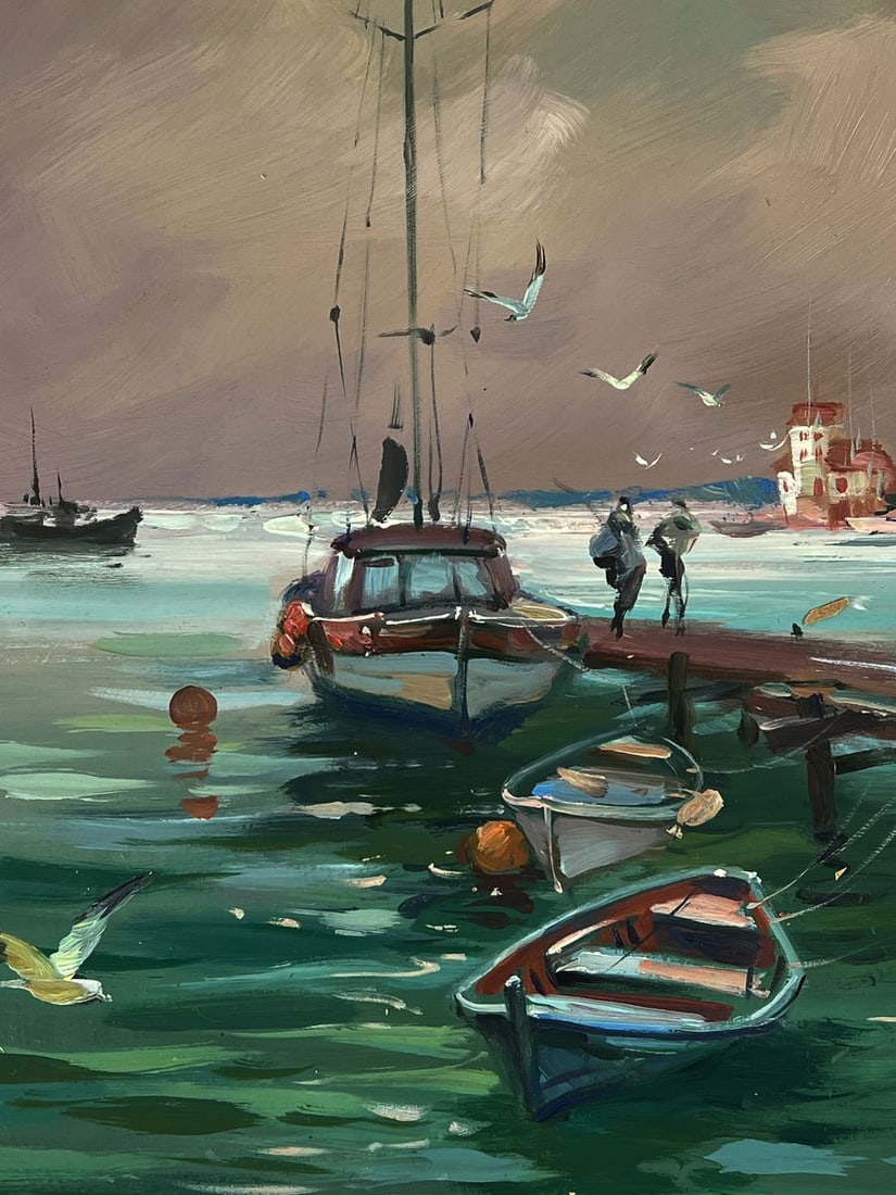 Oil painting Seagulls fly on the pier Yuriy Suprunchuk - 4