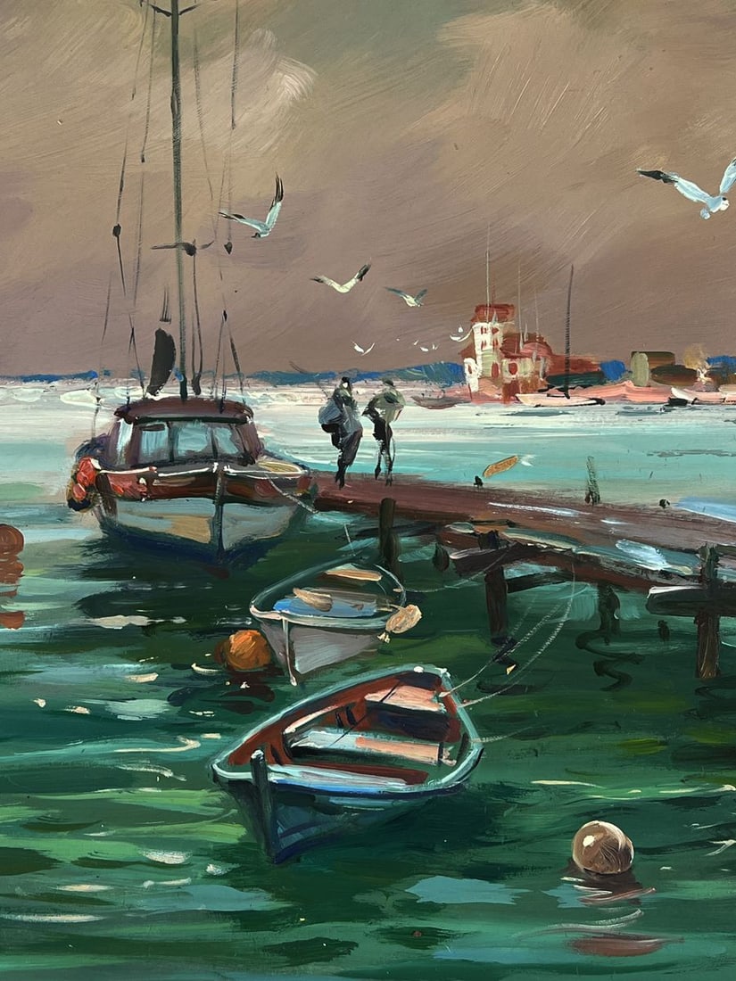 Oil painting Seagulls fly on the pier Yuriy Suprunchuk - 6
