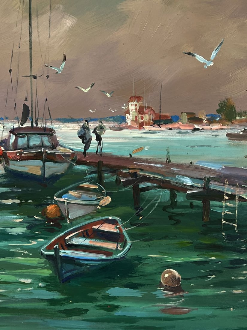 Oil painting Seagulls fly on the pier Yuriy Suprunchuk - 8