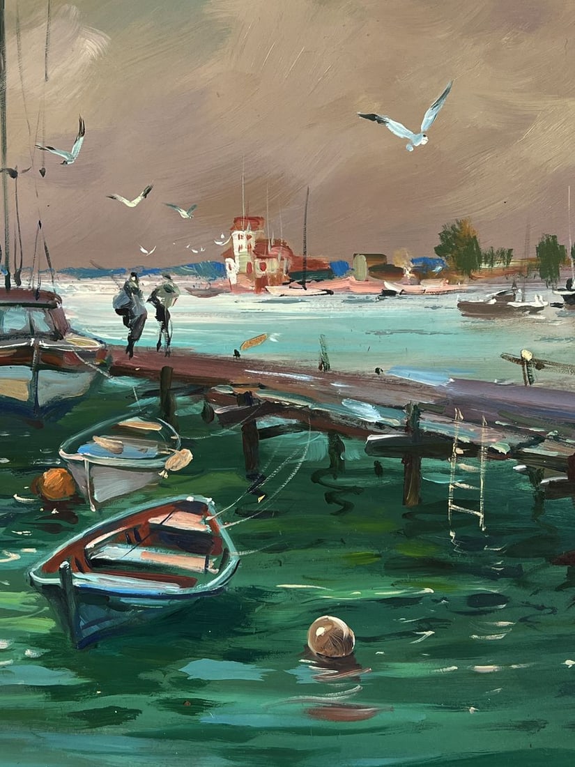 Oil painting Seagulls fly on the pier Yuriy Suprunchuk - 9
