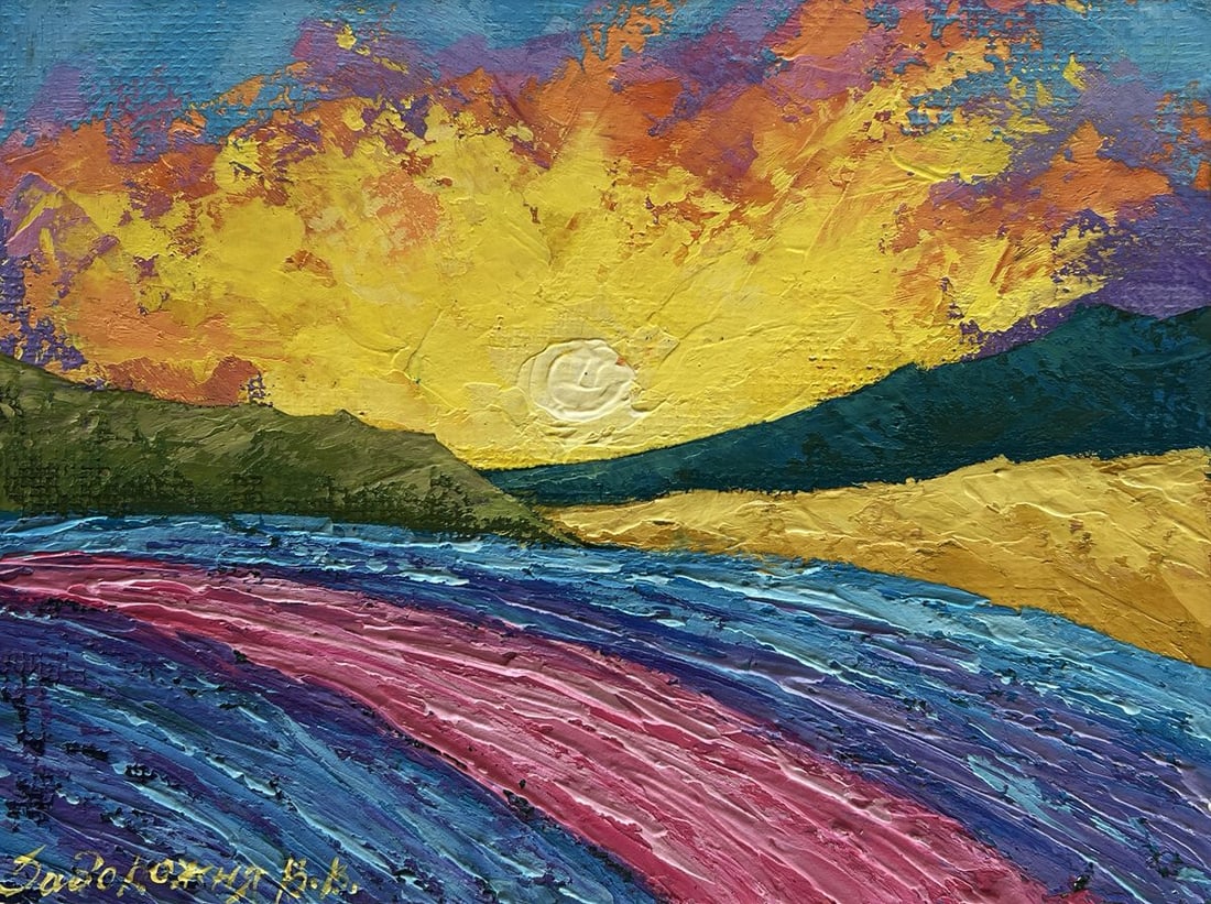 Oil painting Yellow lights of sunset V. Zadorozhnya - 3