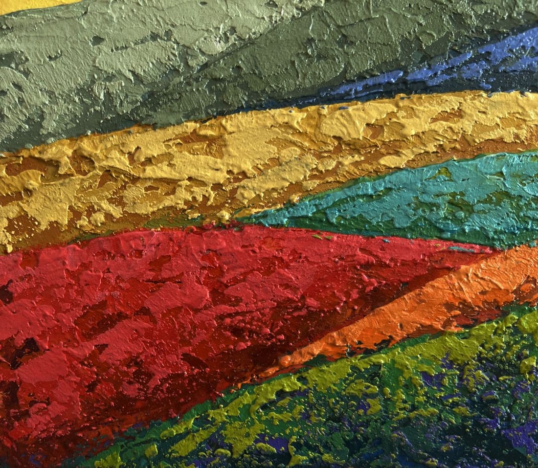 Oil painting The sunset shines behind the mountains V. Zadorozhnya - 5