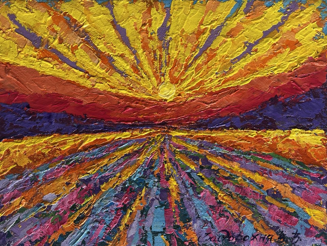 Oil painting Yellow rays of sunset V. Zadorozhnya - 3