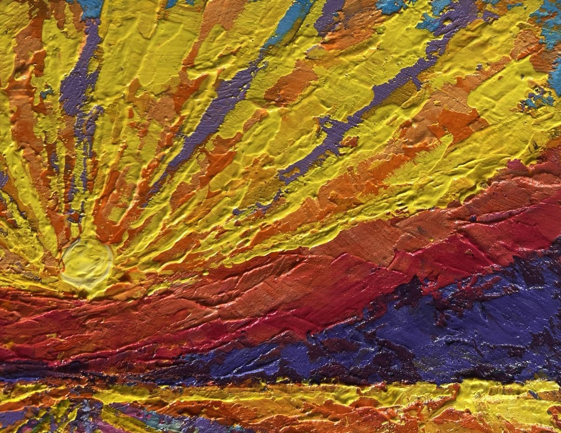 Oil painting Yellow rays of sunset V. Zadorozhnya - 4