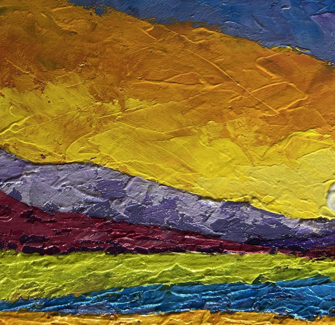 Oil painting Yellow sunset over a flower field V. Zadorozhnya - 5