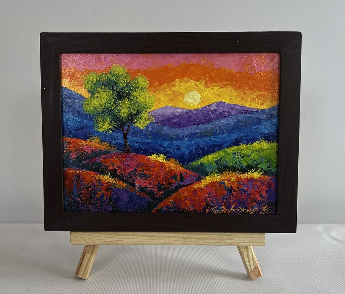 Oil painting Sunset is observed in the mountain valley V. Zadorozhnya (1 of 8)