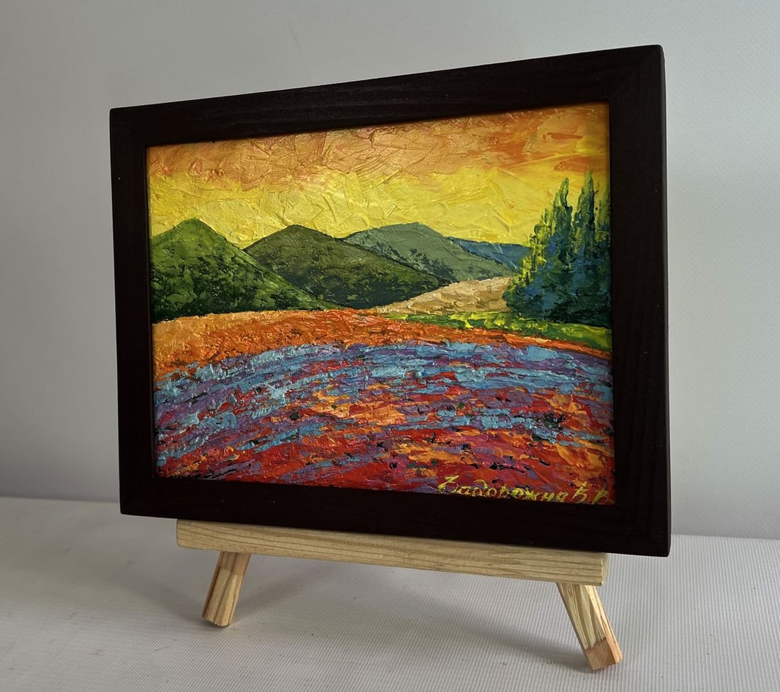 Oil painting Dance of yellow colors in the meadows V. Zadorozhnya - 2