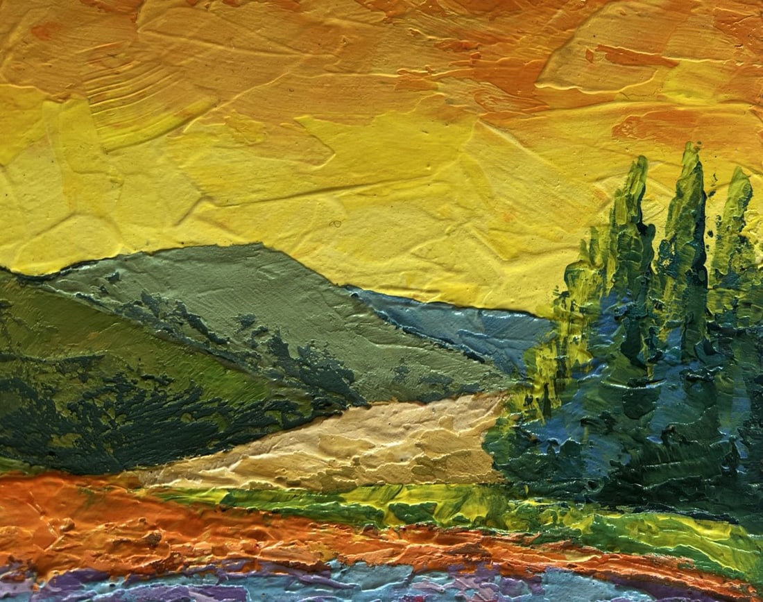 Oil painting Dance of yellow colors in the meadows V. Zadorozhnya - 4