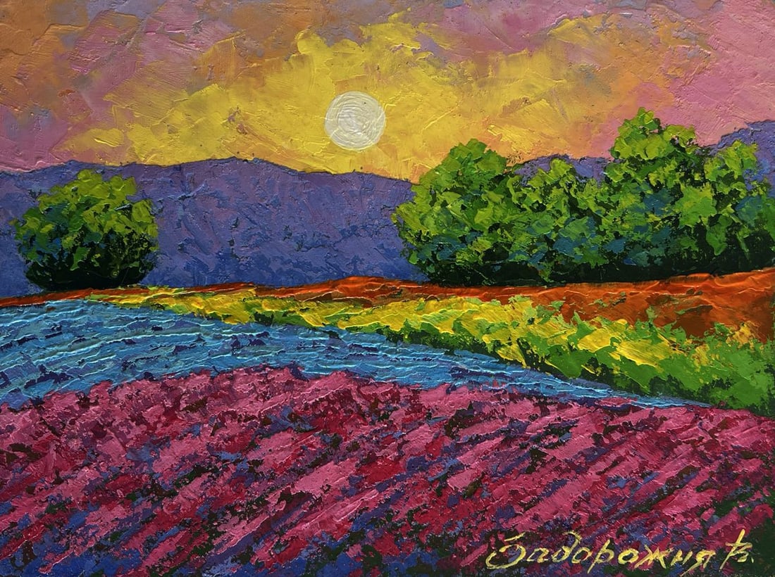 Oil painting Flower field in the sunset glow V. Zadorozhnya - 3