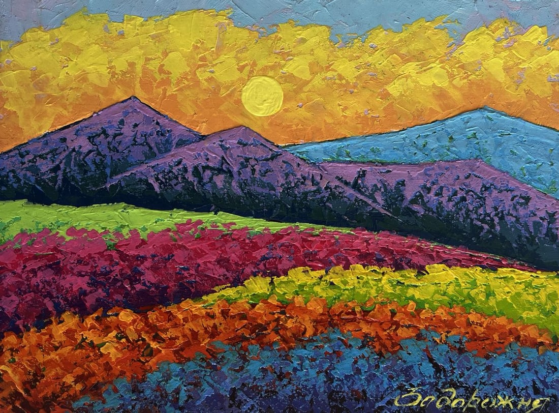 Oil painting Sunset in the mountains V. Zadorozhnya - 3