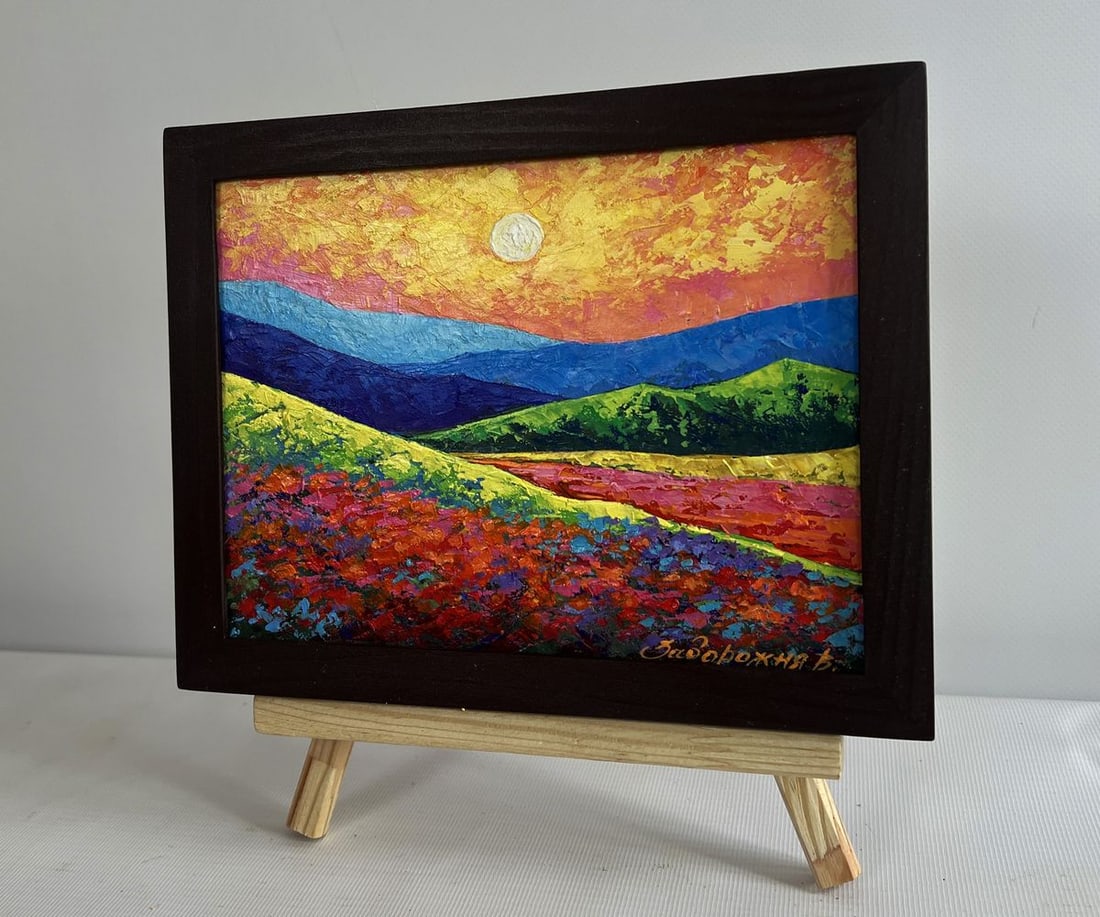 Oil painting Evening sunset in the mountain valley V. Zadorozhnya - 2