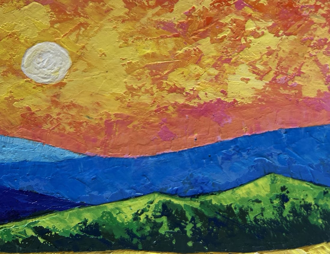 Oil painting Evening sunset in the mountain valley V. Zadorozhnya - 4